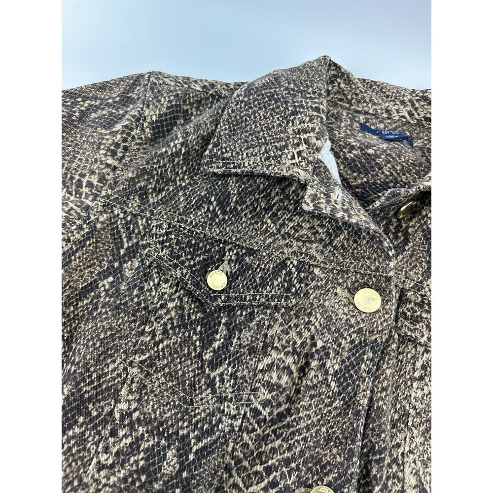 Chaps Snakeskin Python Denim Jacket Brown Button … - image 5